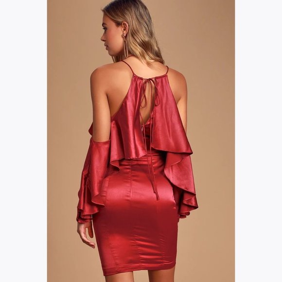 LULU'S Thrill of the Night Satin Mini Dress S NEW - Picture 11 of 12